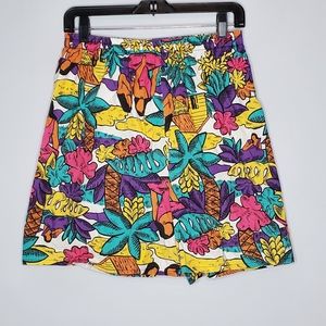 Vintage campusport funky tropical‎ swim trunks shorts 100% cotton XL 6.5" inseam